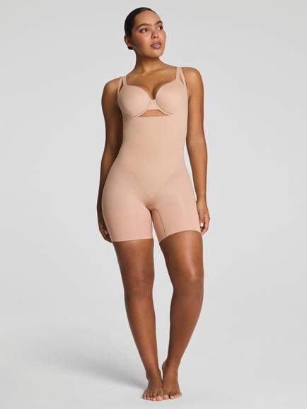 Spanx SPANXsculpt™ Firm Compression GoFigure Open-Bust Mid-Thigh Bodysuit, Chai