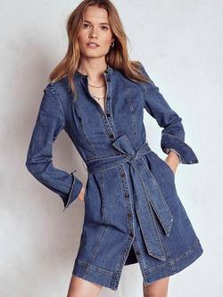 Boden Bre Denim Long Sleeve Mini Dress, Mid Vintage Indigo
