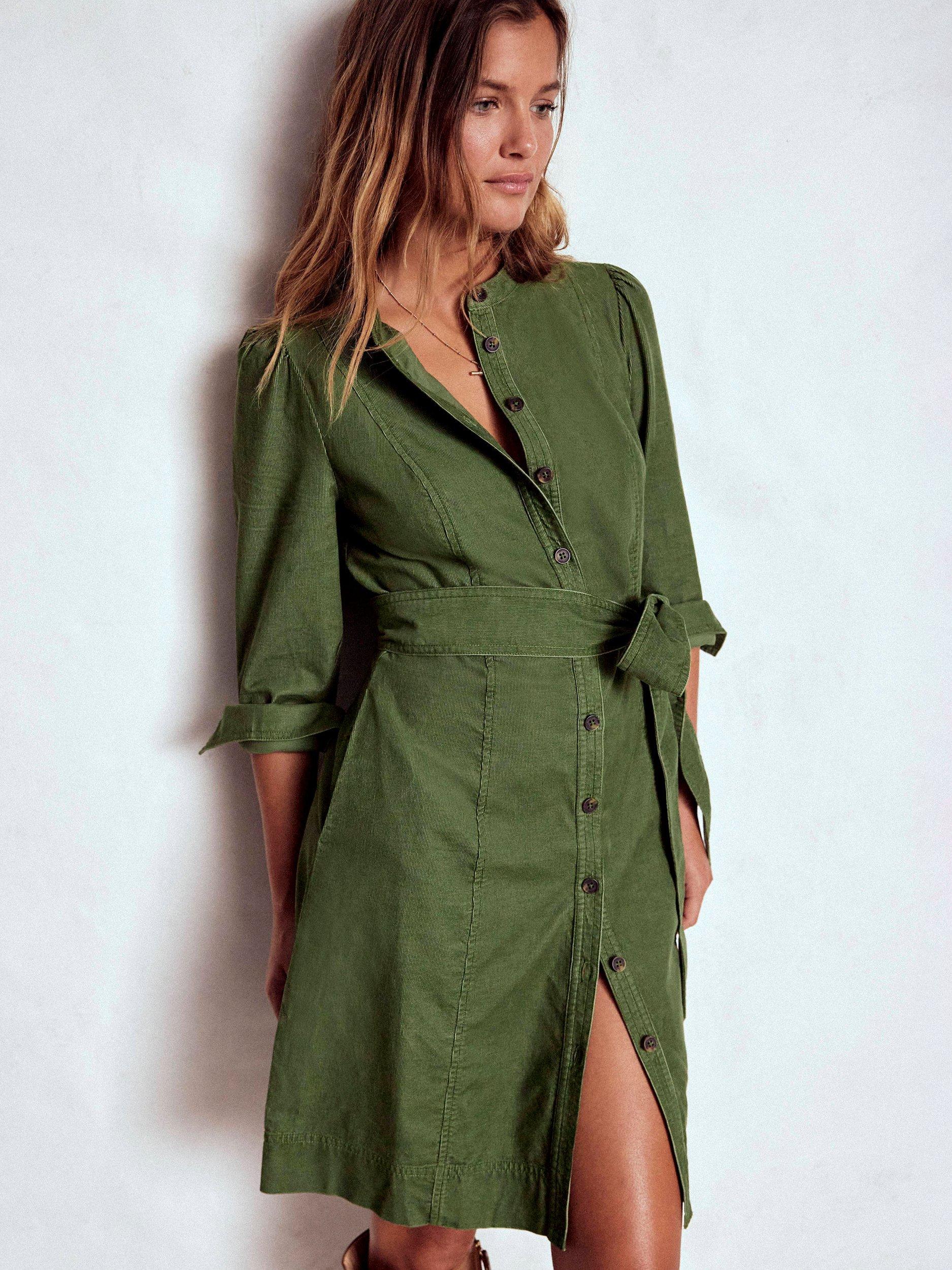 Product image 4 of 5, which shows Boden Bre Corduroy Cotton Mini Dress, Fern, 10