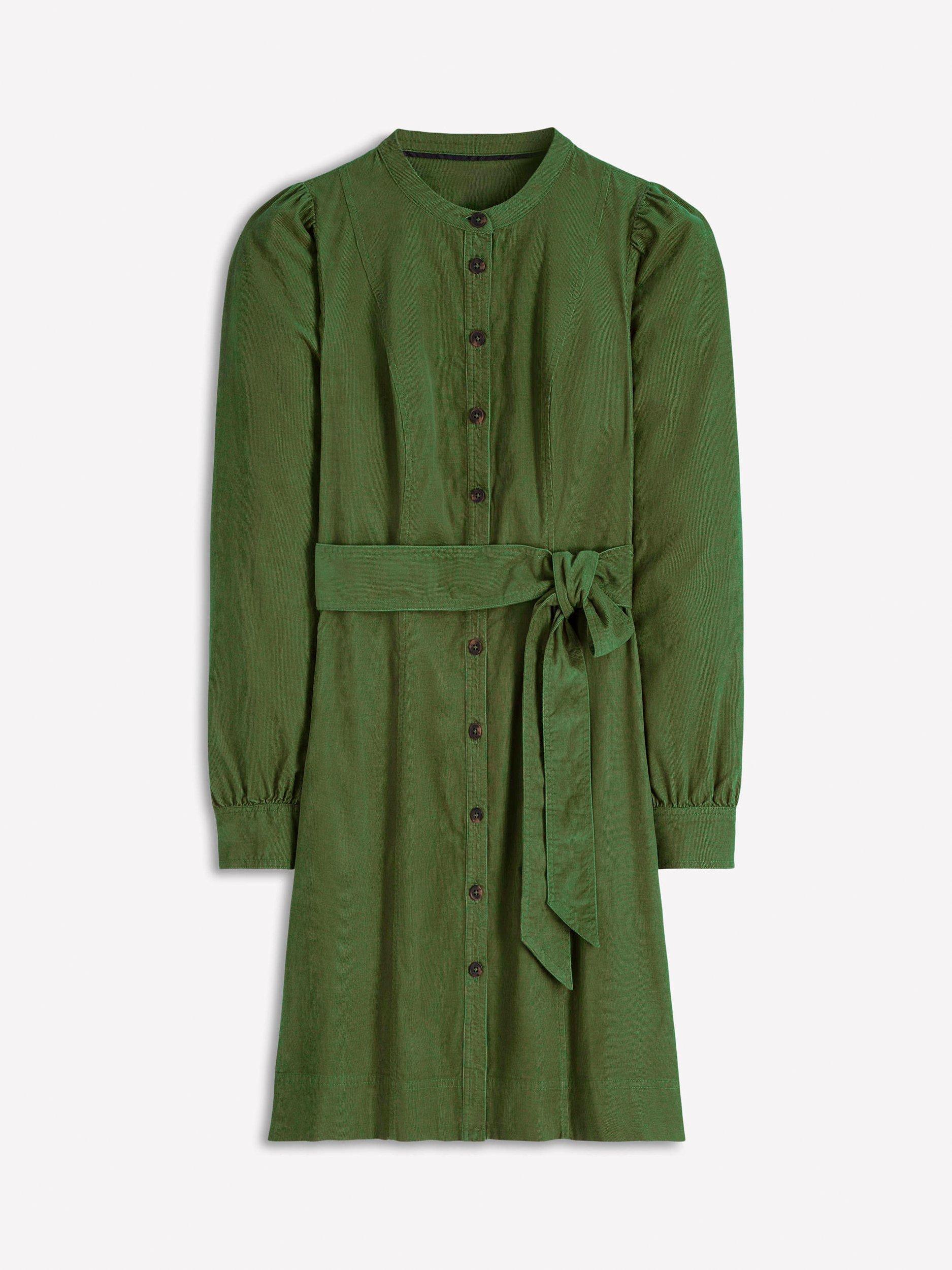 Product image 5 of 5, which shows Boden Bre Corduroy Cotton Mini Dress, Fern, 10