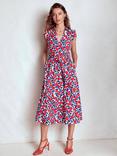 Boden Julia Floral Wrap Midi Dress, Red/Multi