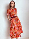 Boden Louisa Floral Jersey Midi Dress, Red/Multi