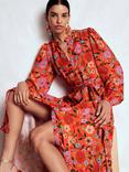 Boden Mae Floral Long Sleeve Round Neck Midi Shirt Dress