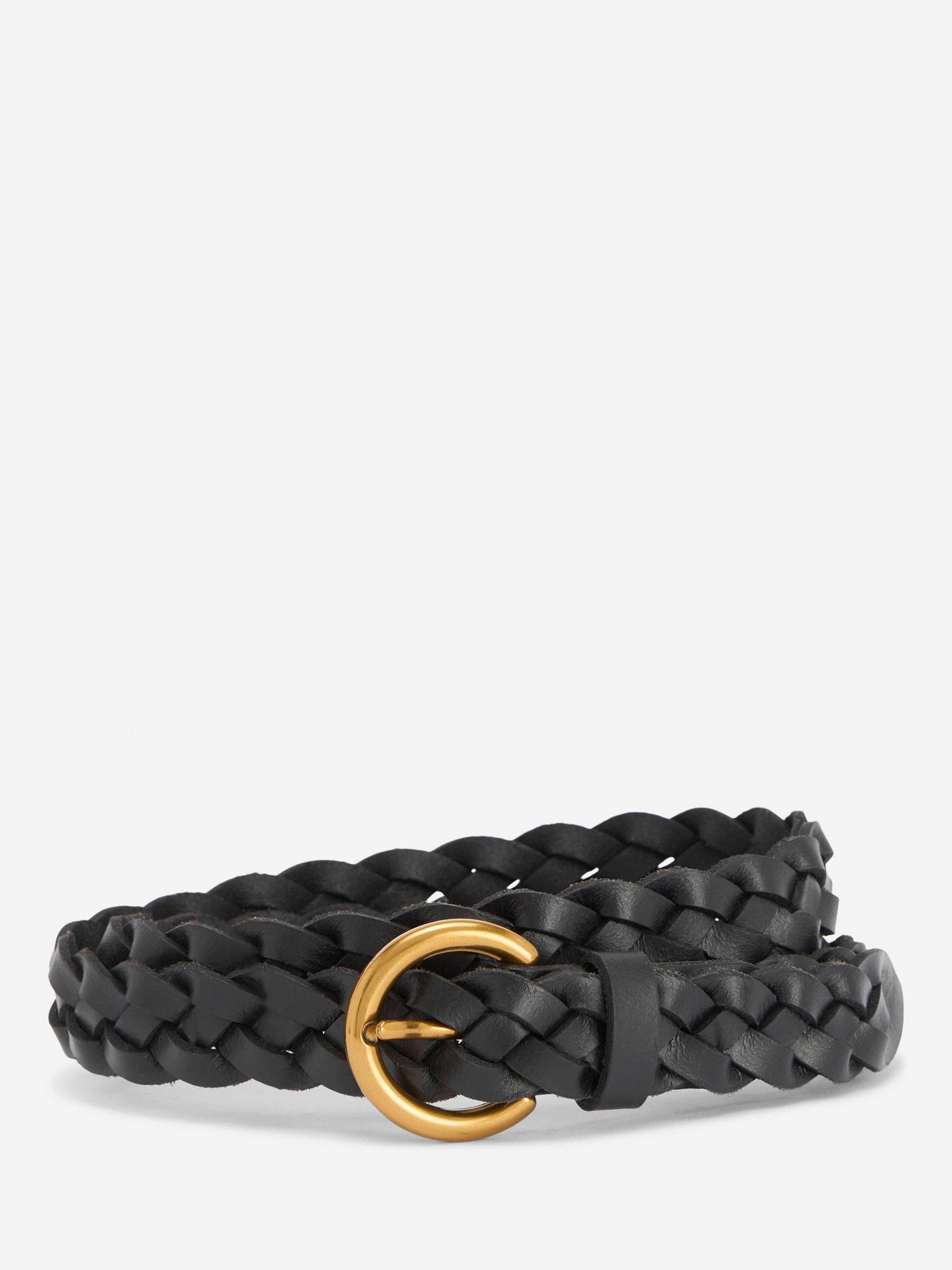 Product image 1 of 3, which shows Boden Skinny Plaited Belt, Black, XS
