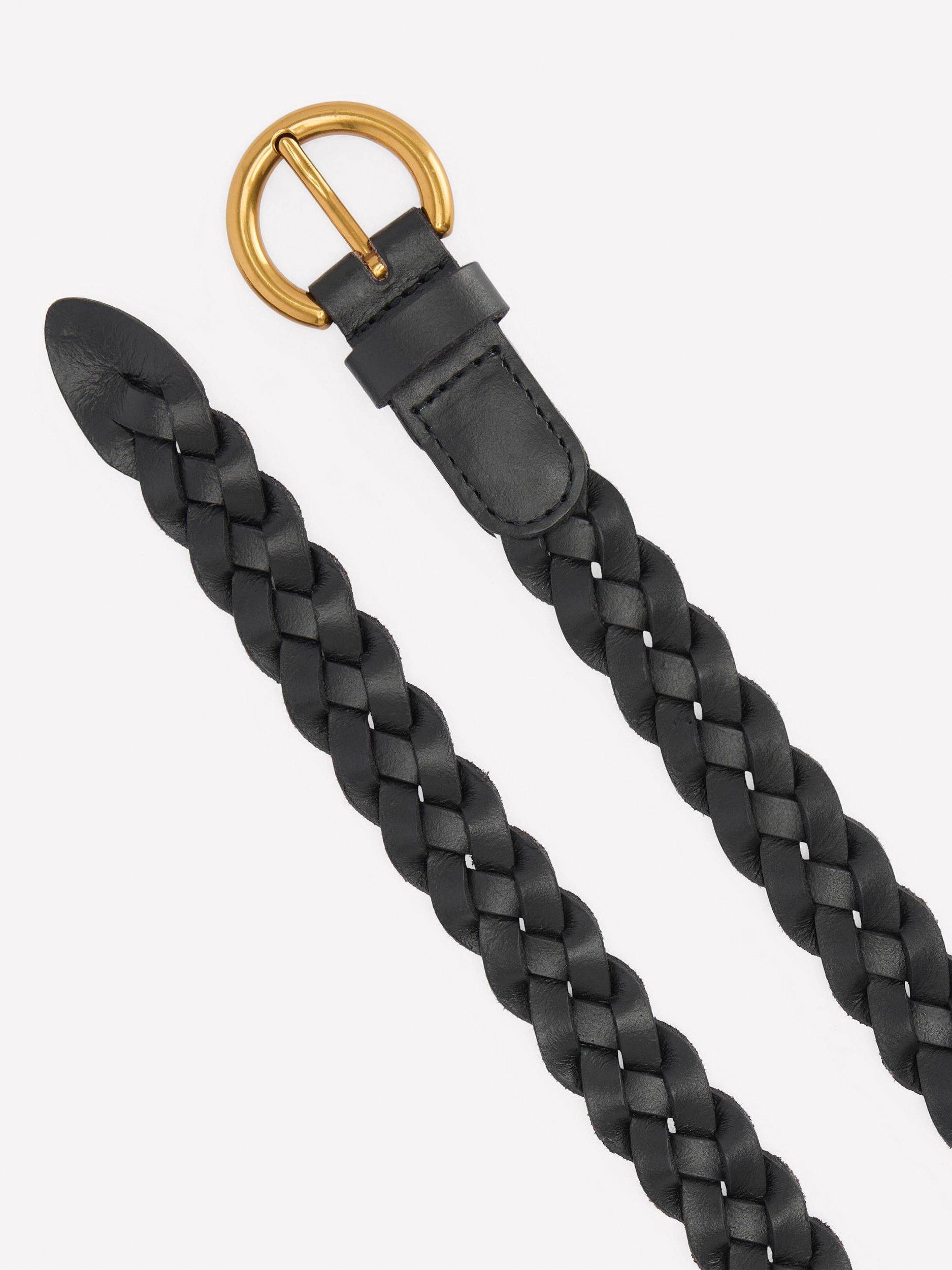 Product image 2 of 3, which shows Boden Skinny Plaited Belt, Black, XS