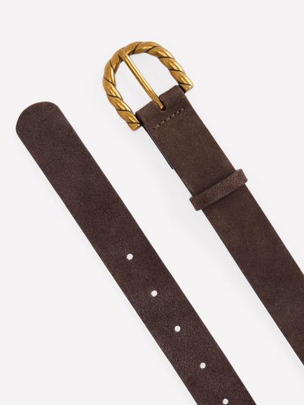 Boden Suede Twist Buckle Belt - view 2, Brown