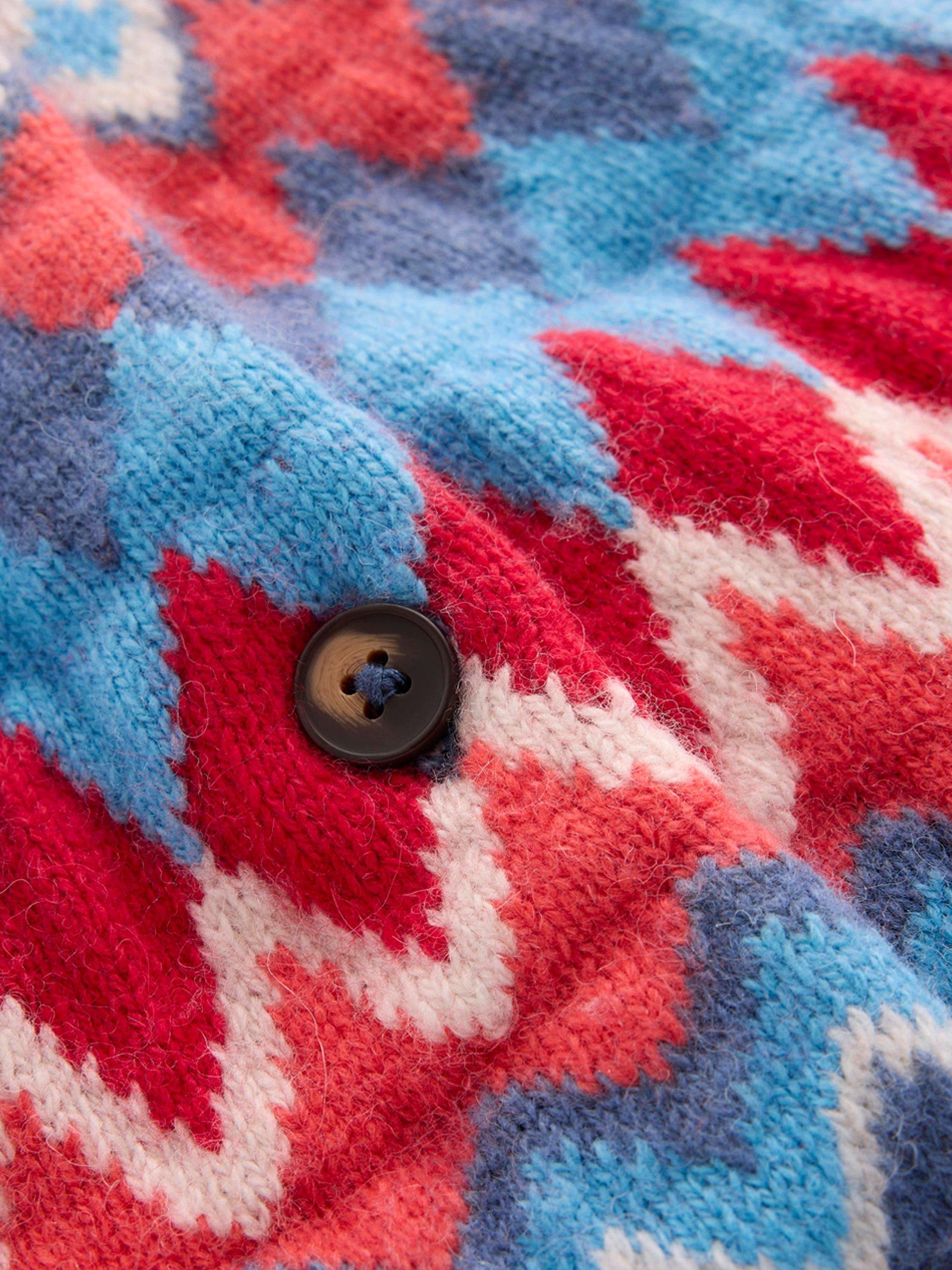 Product image 6 of 7, which shows Boden Edie Fair Isle Wool Blend Cardigan, Blue/Multi, XS