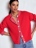 Boden Jemma Chunky Colour Block Cardigan, Poppy Red