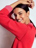 Boden Jemma Chunky Colour Block Cardigan, Poppy Red