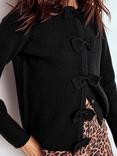 Boden Knitted Bow Cardigan, Black