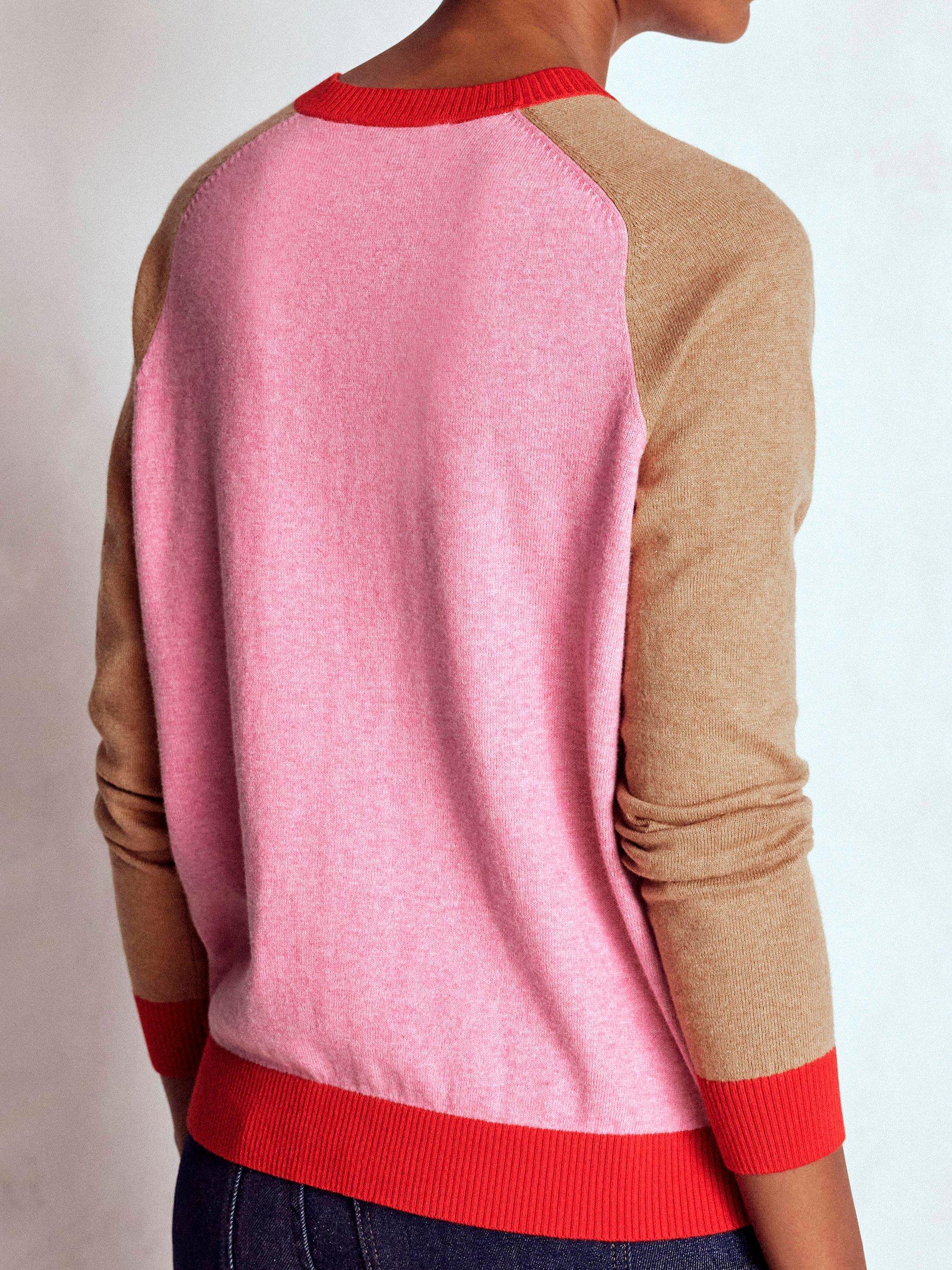 Product image 3 of 6, which shows Boden Meg Cardigan, Camel/Pink, XL