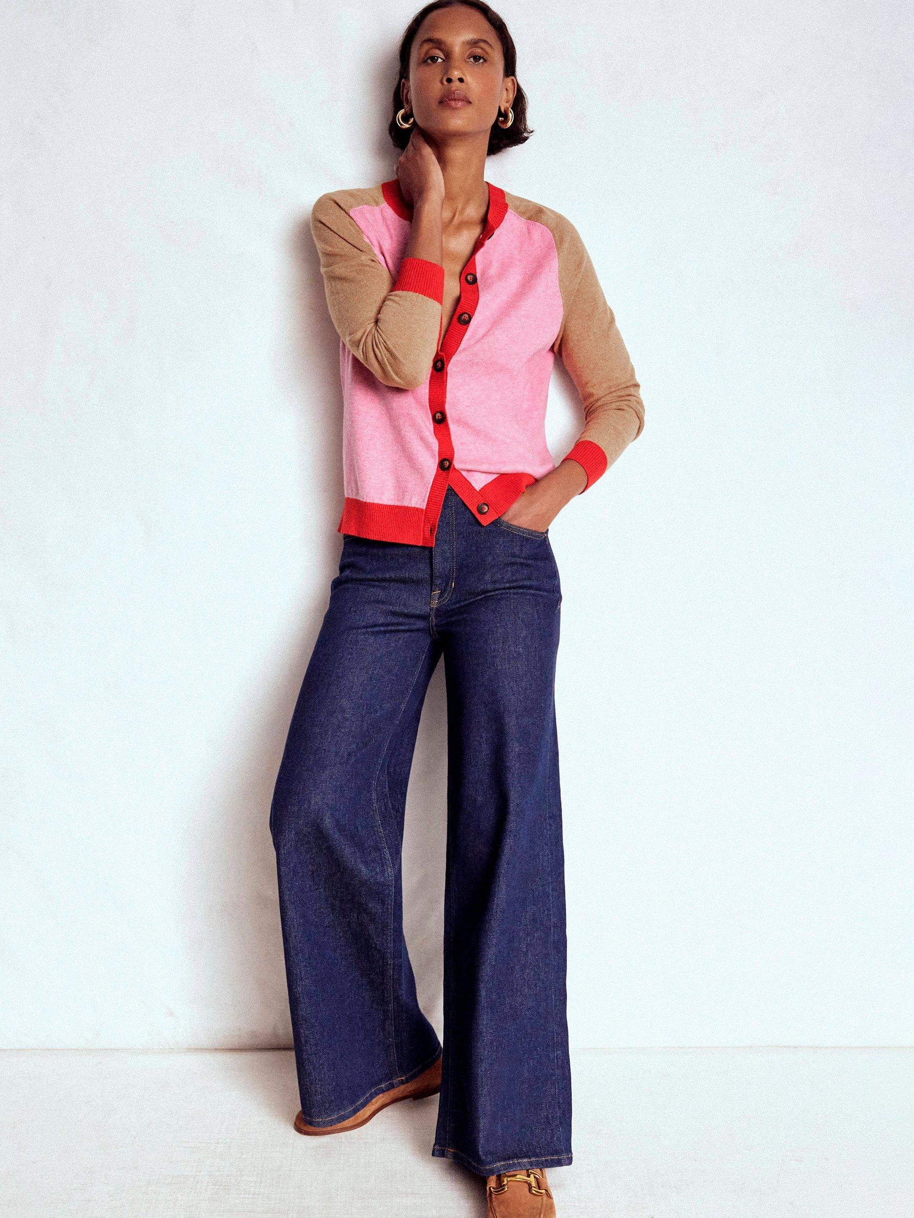 Product image 4 of 6, which shows Boden Meg Cardigan, Camel/Pink, XL