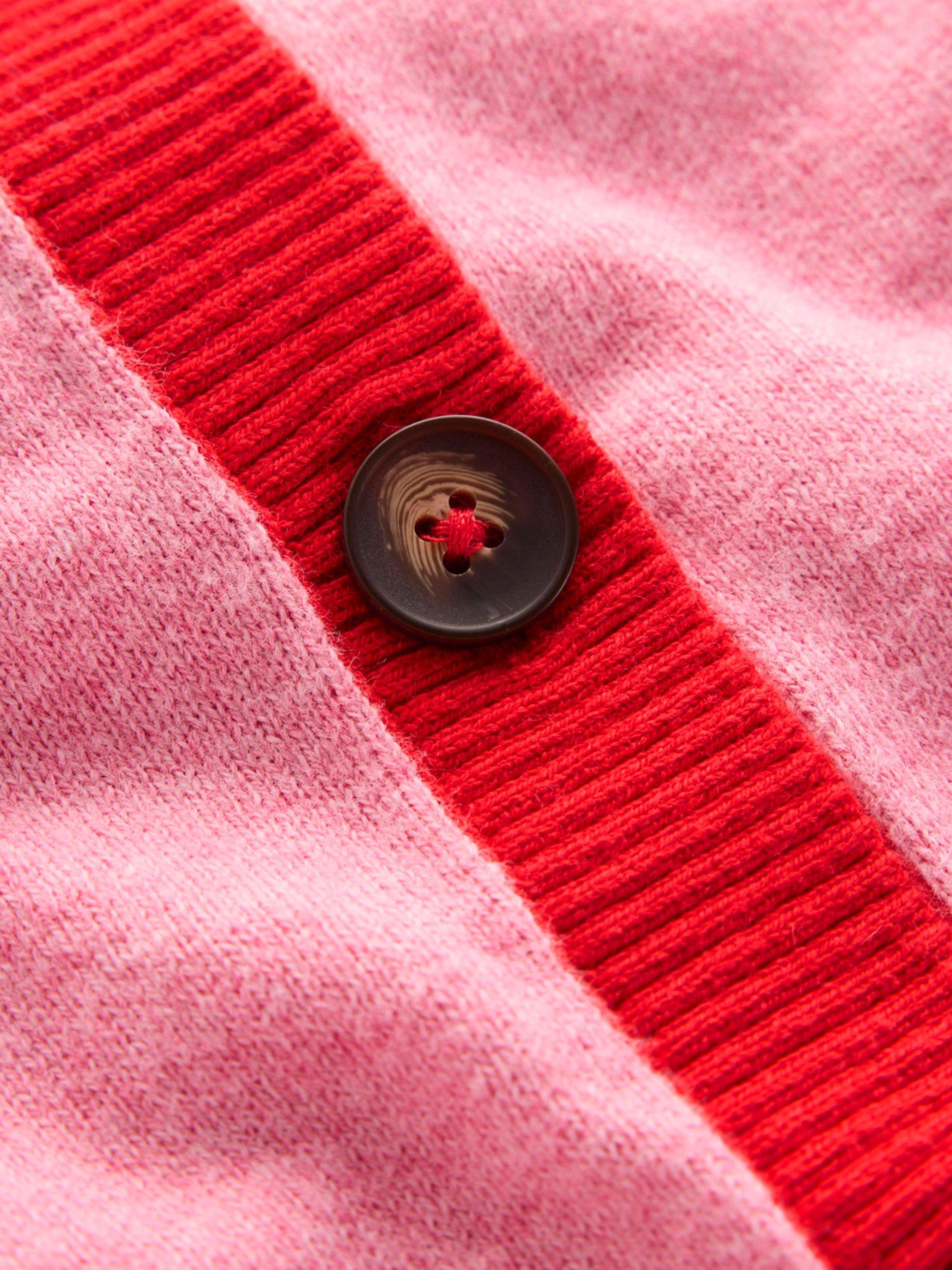 Product image 5 of 6, which shows Boden Meg Cardigan, Camel/Pink, XL