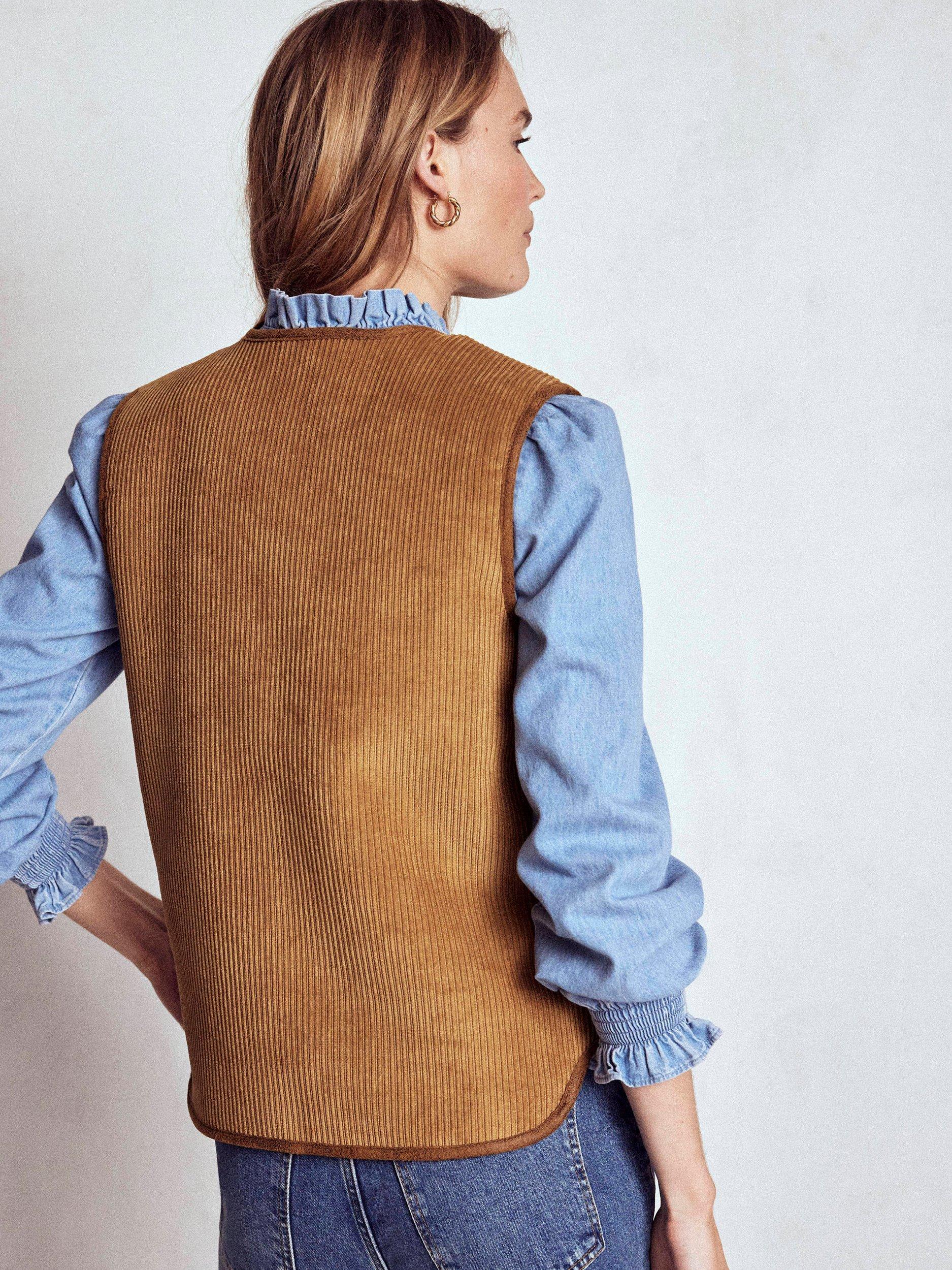 Product image 3 of 7, which shows Boden Clerkenwell Reversible Gilet, Brown/Natural, 10