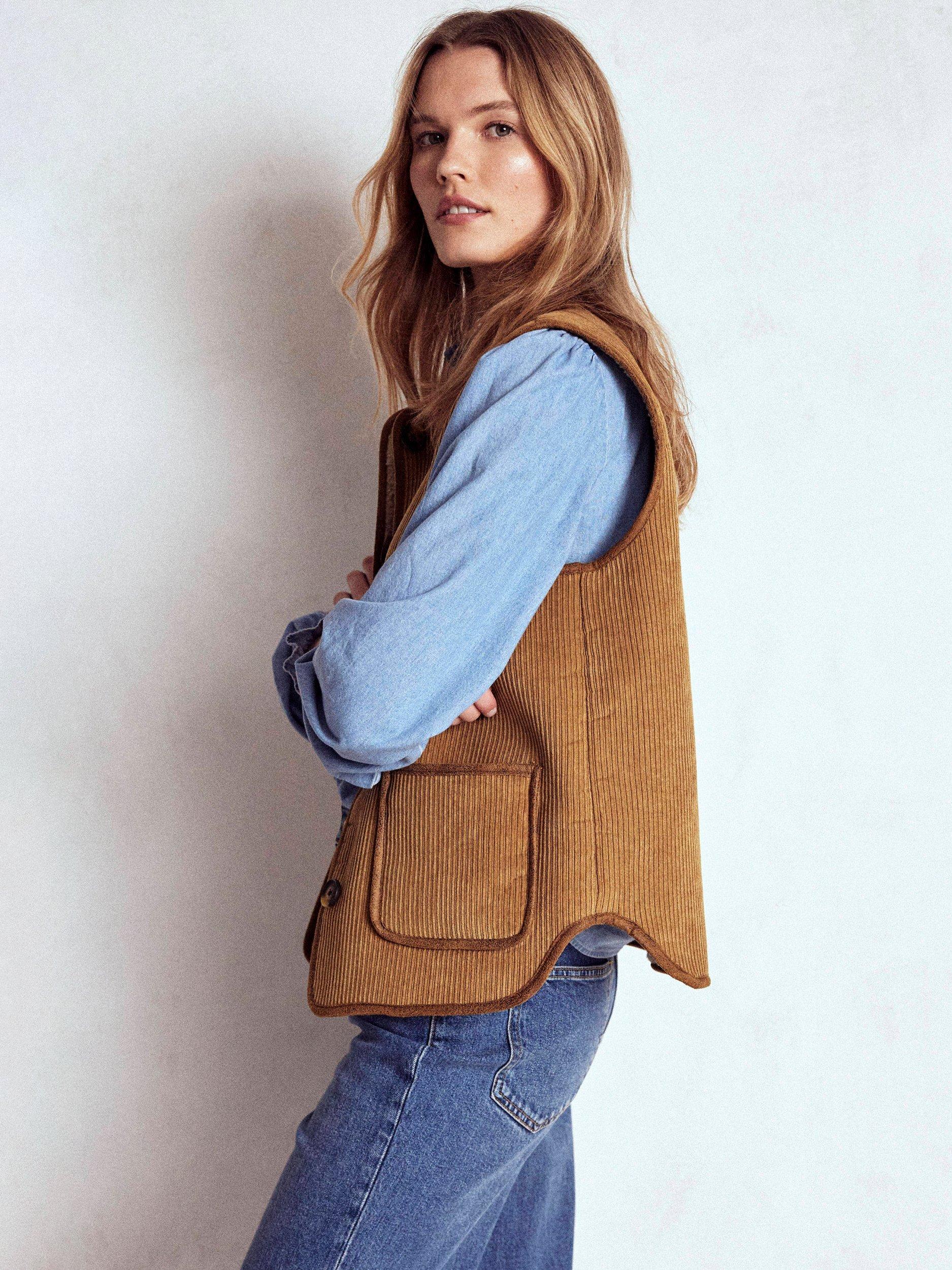 Product image 4 of 7, which shows Boden Clerkenwell Reversible Gilet, Brown/Natural, 10