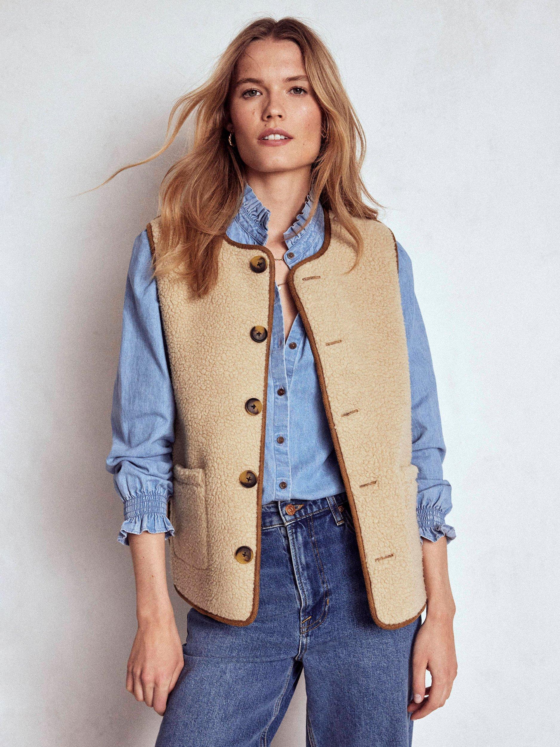 Product image 5 of 7, which shows Boden Clerkenwell Reversible Gilet, Brown/Natural, 10