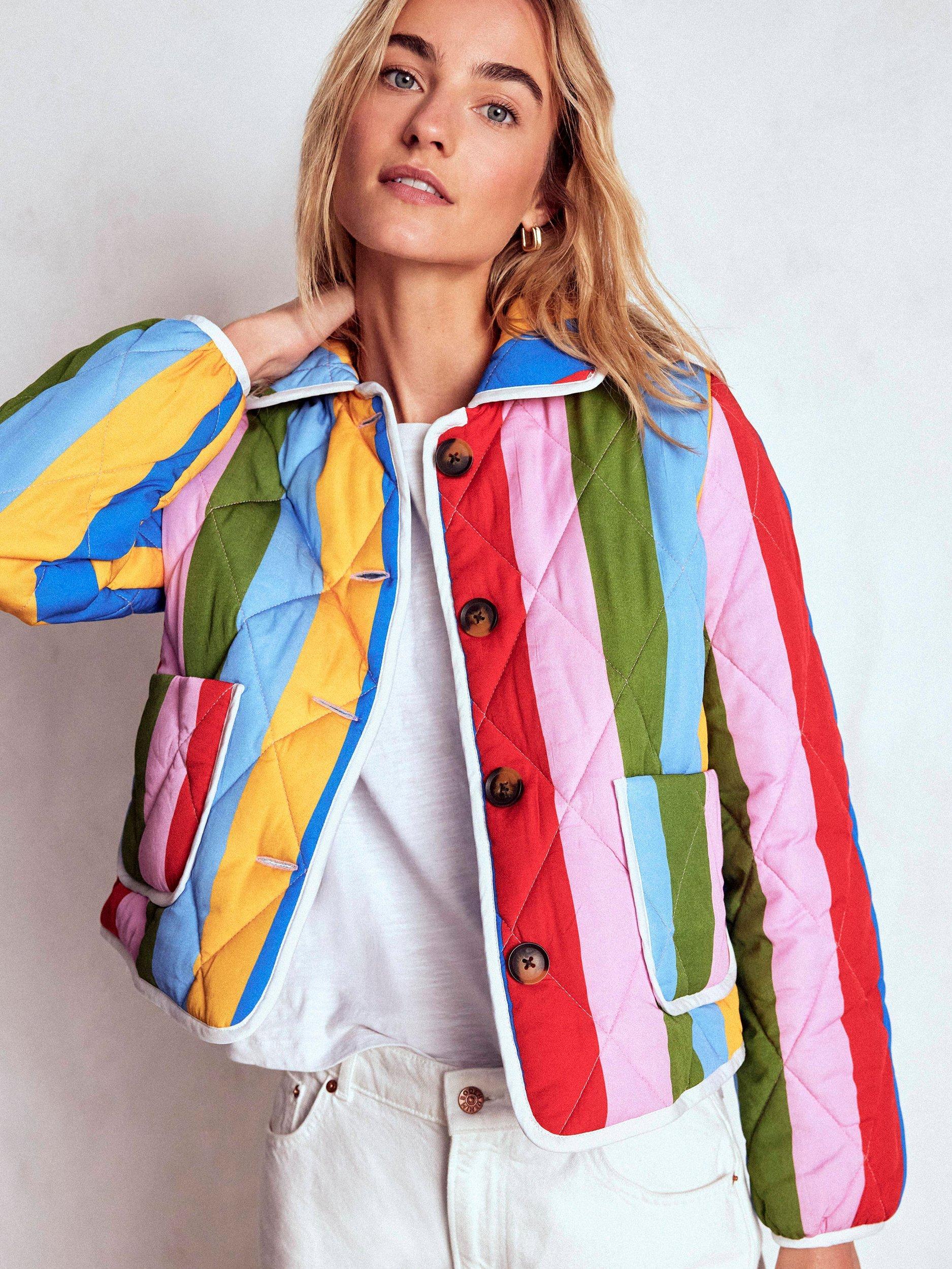 Product image 4 of 7, which shows Boden Fitzrovia Stripe Quilted Jacket, Multi, 12