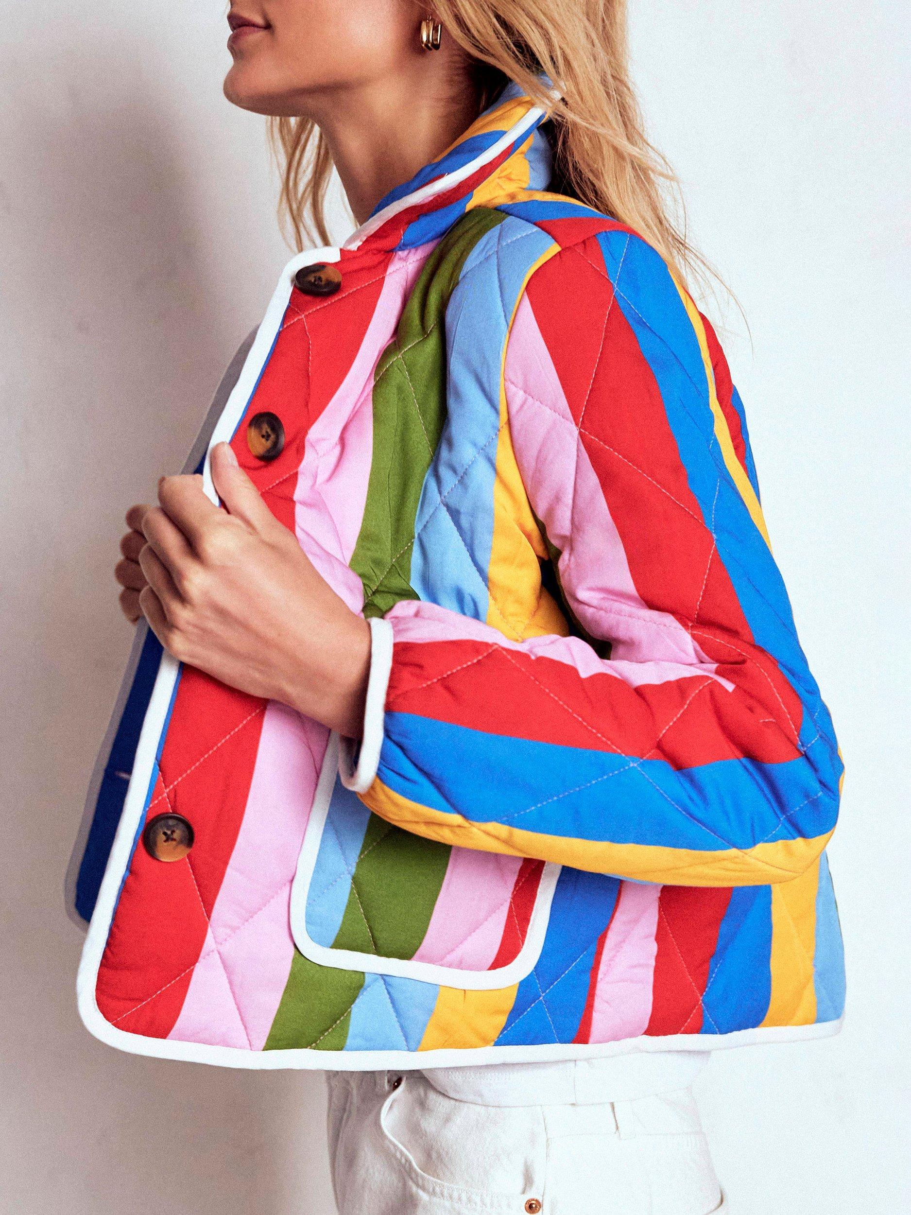 Product image 5 of 7, which shows Boden Fitzrovia Stripe Quilted Jacket, Multi, 12