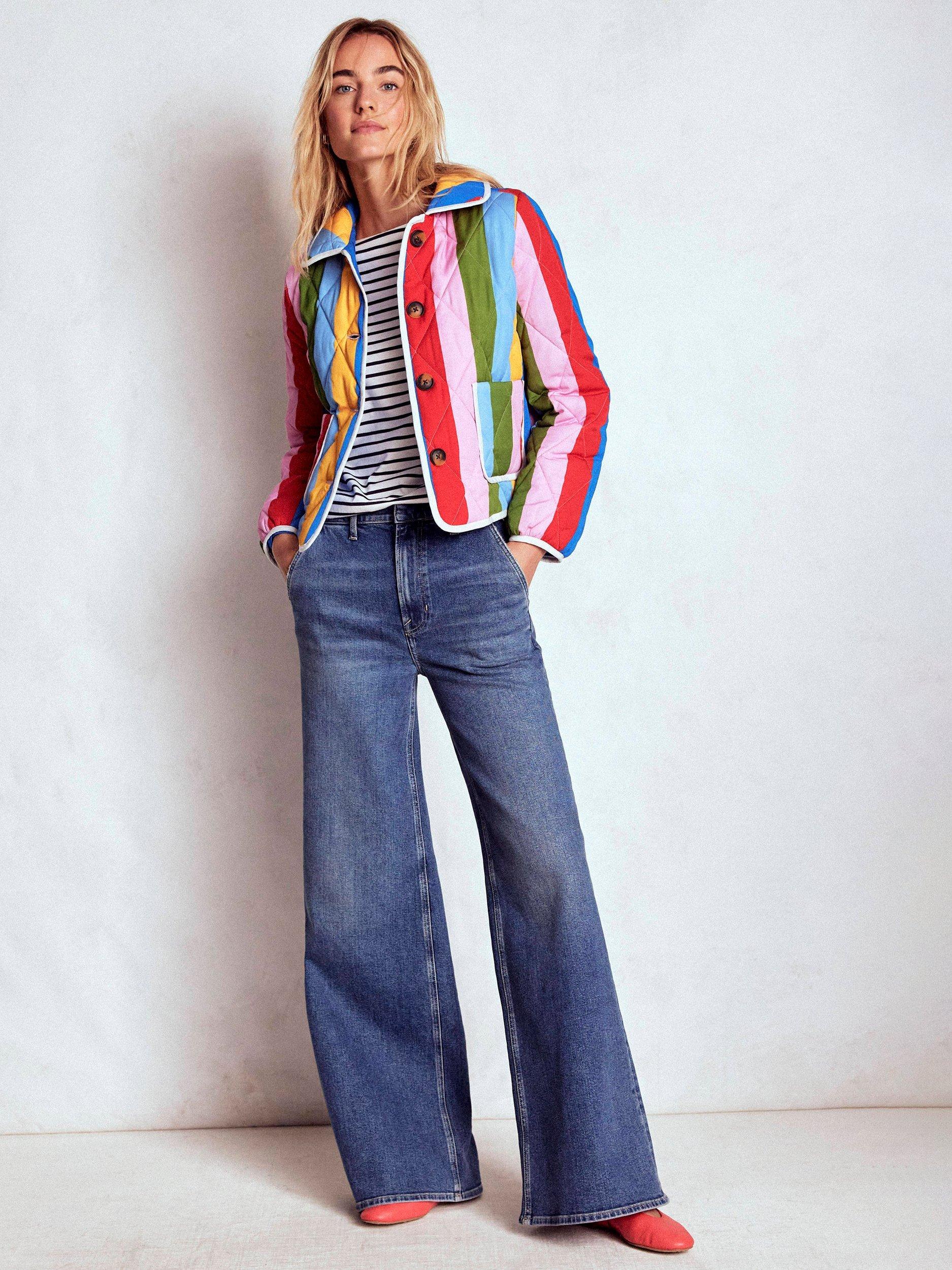 Product image 6 of 7, which shows Boden Fitzrovia Stripe Quilted Jacket, Multi, 12