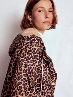 Boden Leopard Print Longline Rain Mac, Multi - view 2, Multi