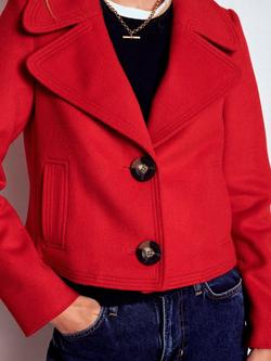 Boden Topstitch Wool Rich Jacket, Poppy Red - view 2, Poppy Red