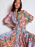 Boden Floral Stripe Pleat Shirt Dress, Multi
