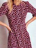 Boden Heart Ruffle Seamed Midi Dress, Chestnut/Multi