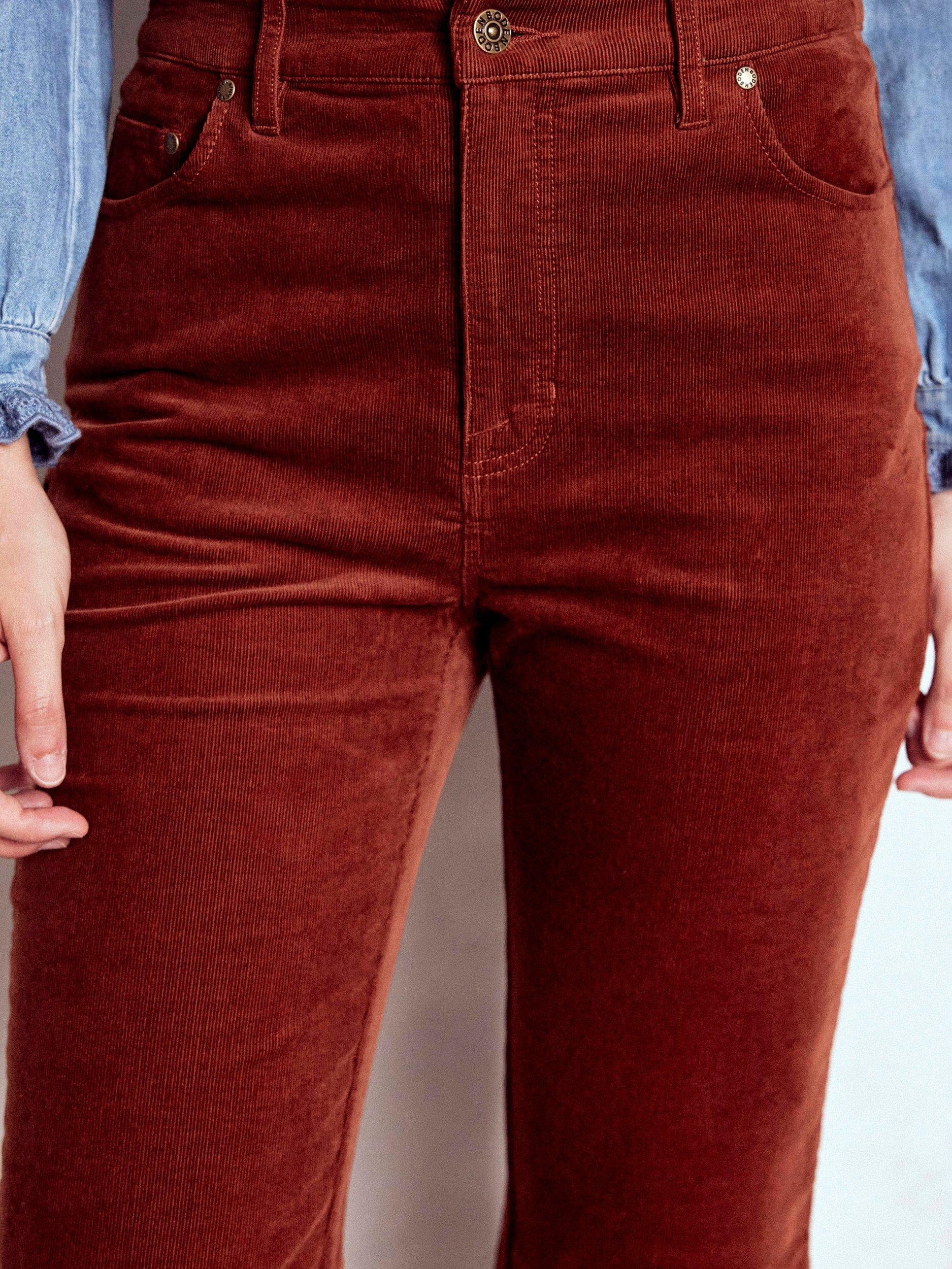 Product image 2 of 5, which shows Boden Cotton Blend Cropped Flared Denim Jeans, Fired Brick, 8