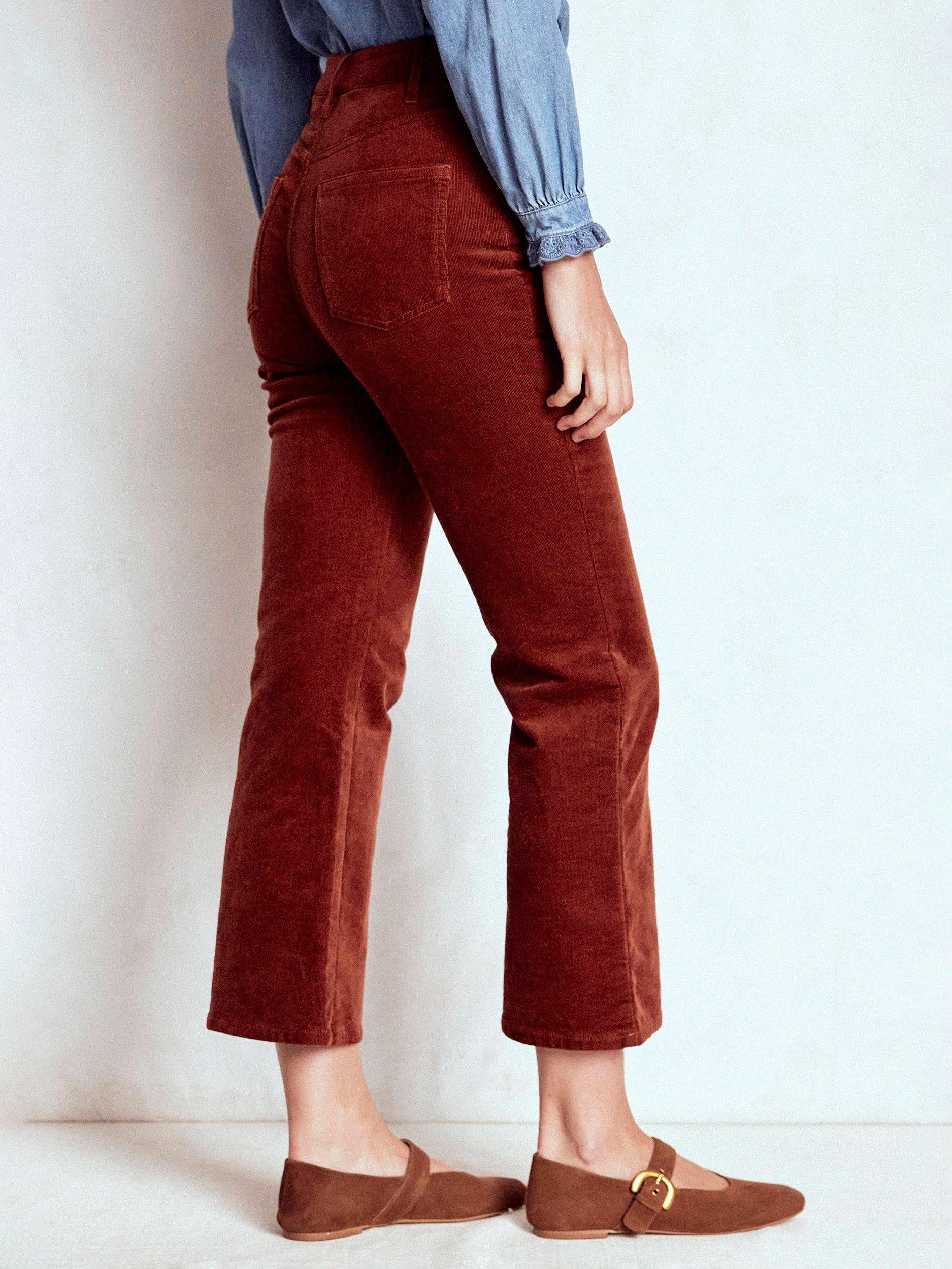 Product image 3 of 5, which shows Boden Cotton Blend Cropped Flared Denim Jeans, Fired Brick, 8