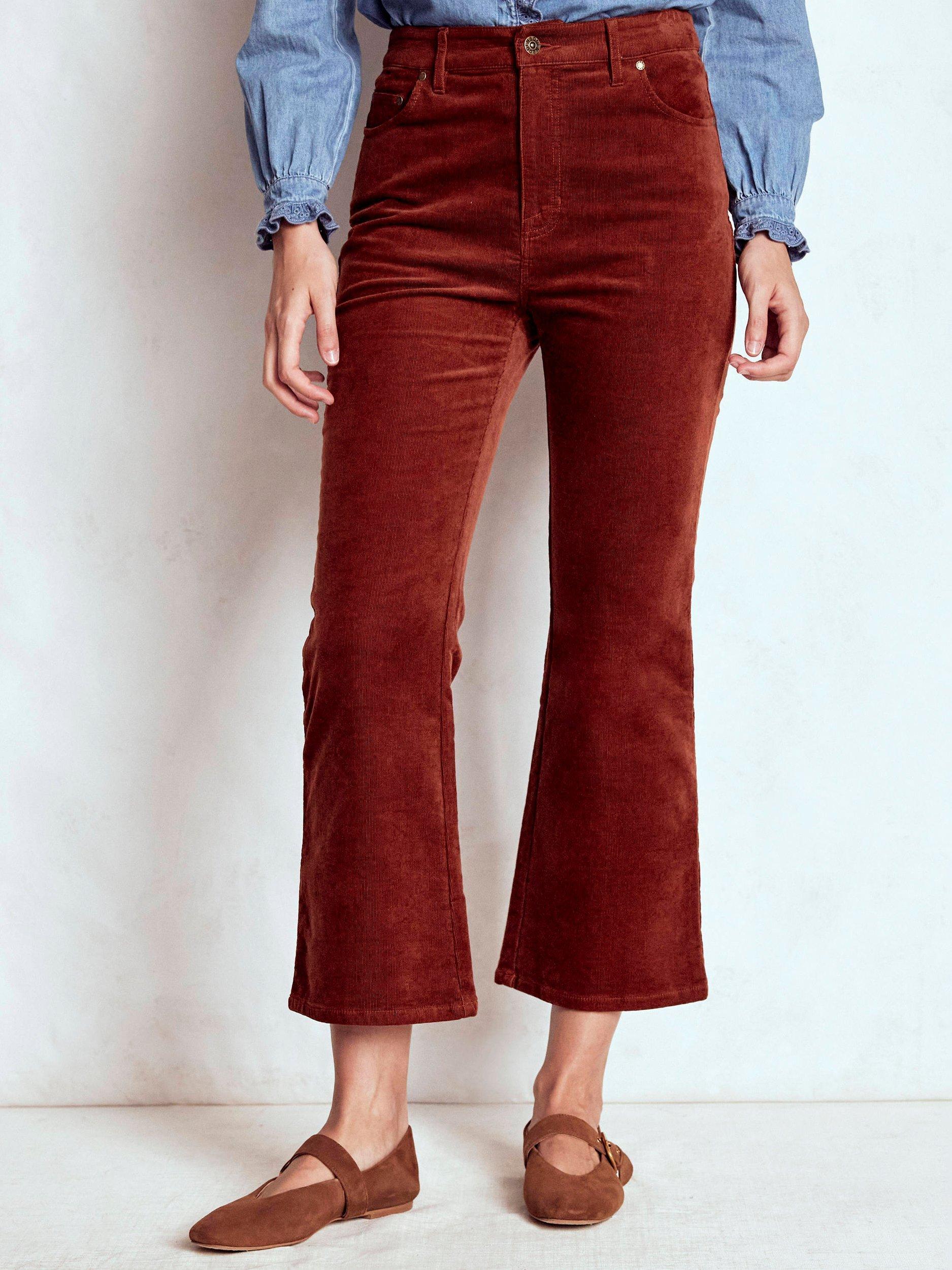 Product image 4 of 5, which shows Boden Cotton Blend Cropped Flared Denim Jeans, Fired Brick, 8