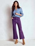 Boden Cotton Blend Cropped Flared Denim Jeans, Mystic Purple