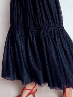 Boden Anna Tulle Tiered Spotty Midi Skirt - view 2, Navy