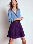 Boden Pleated Corduroy High Waist Mini Skirt, Mystical Purple
