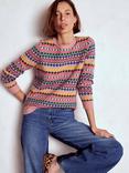 Boden Edie Fair Isle Wool Blend Jumper, Pink/Multi