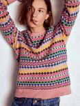 Boden Edie Fair Isle Wool Blend Jumper, Pink/Multi