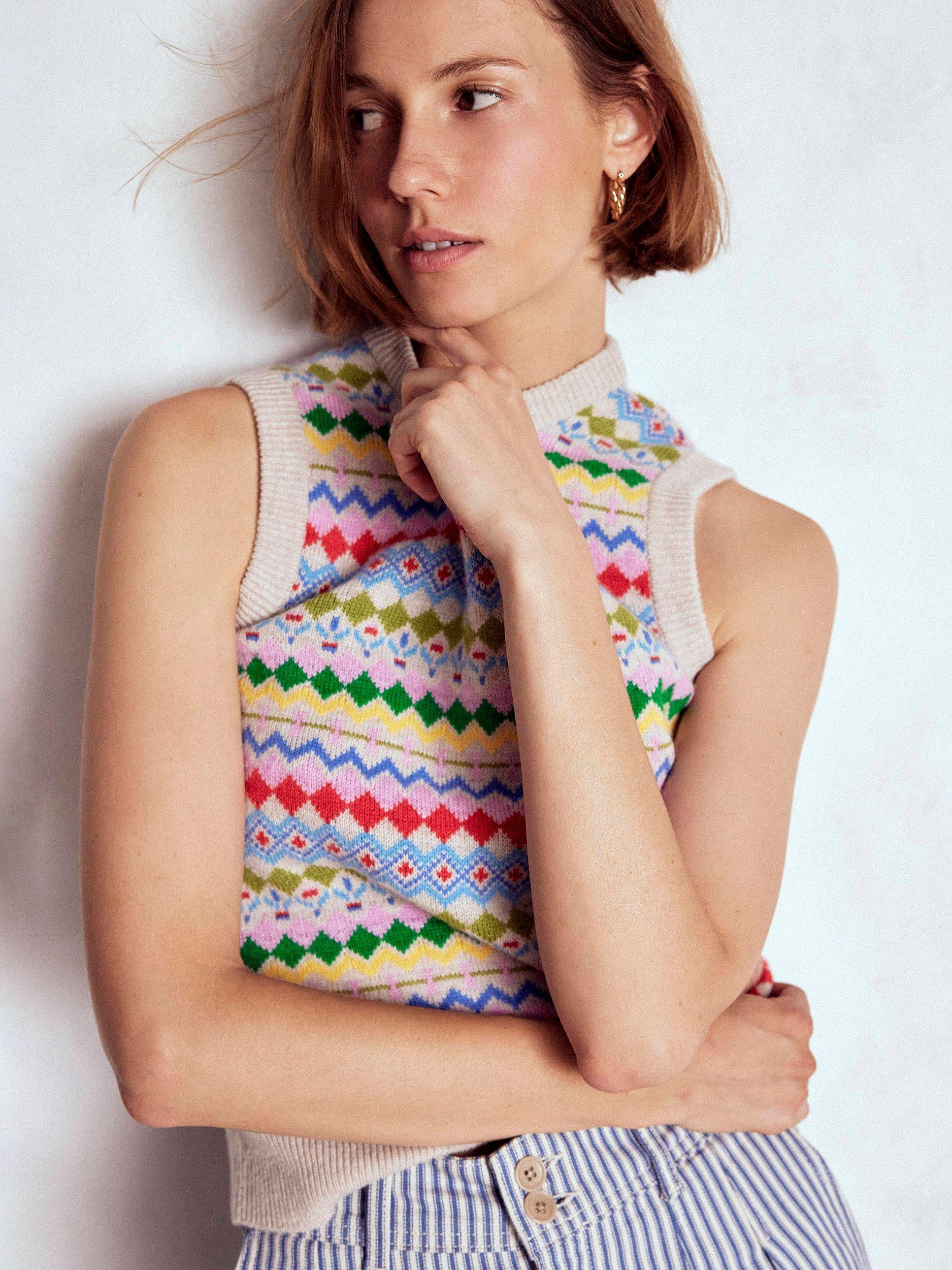 Product image 4 of 7, which shows Boden Edie Fair Isle Wool Blend Tank Top, Multi, XS