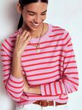 Boden Eva Stripe Pure Cashmere Jumper, Pink/Orange