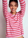 Boden Eva Stripe Pure Cashmere Jumper, Pink/Orange