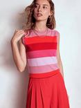 Boden Eva Stripe Pure Cashmere Tank Top, Pink/Orange