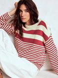 Boden Jemma Chunky Stripe Jumper, Ivory/Terracotta