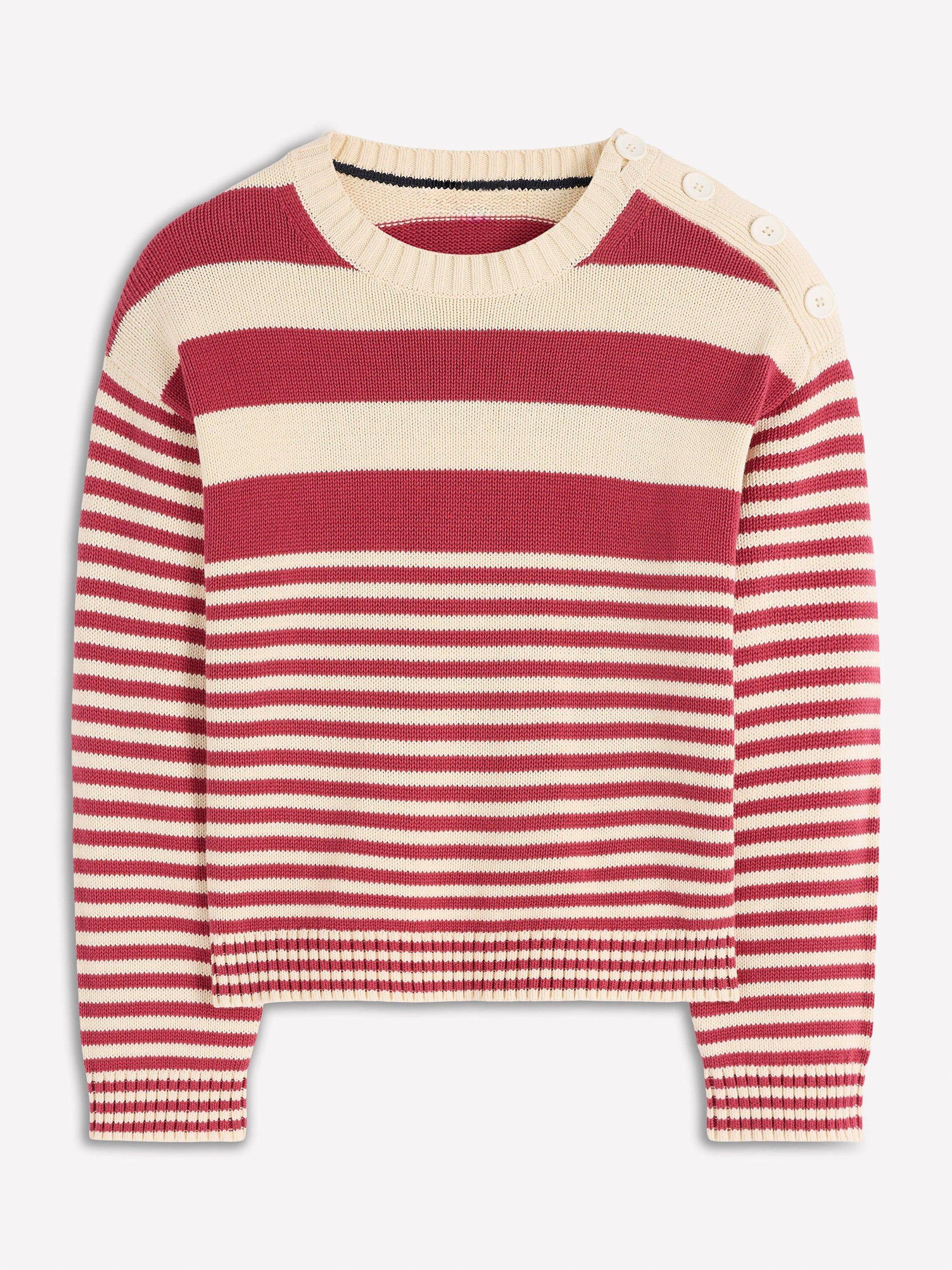 Product image 7 of 7, which shows Boden Jemma Chunky Stripe Jumper, Ivory/Terracotta, S