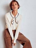Boden Knitted Bow Neck Jumper, Warm Ivory