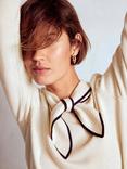 Boden Knitted Bow Neck Jumper, Warm Ivory