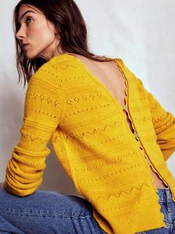 Boden Leticia Lace Trim Open Back Jumper, Golden Rye - view 2, Golden Rye