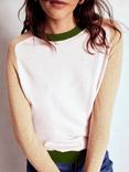 Boden Meg Saddie Colour Block Jumper, Pink/Green