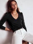 Boden Floral Lace Trim Top