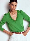 Boden Floral Lace Trim Top, Highland Green