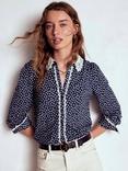 Boden Spot Lace Collar Blouse, Navy/Multi