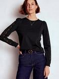 Boden Scarlett Cotton Long Sleeve Round Neck Broderie Blouse