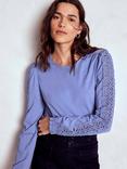Boden Scarlett Broderie Trim Cotton Blouse